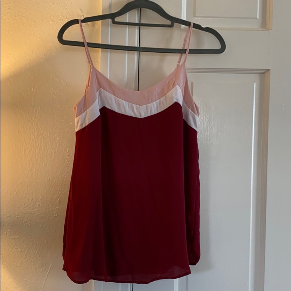 Pink, Red, and White Top